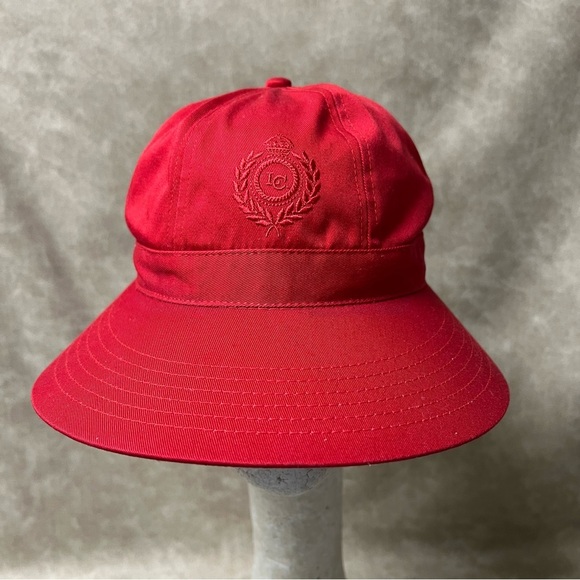 Retro Liz Claiborne Red Half Brim Hat 1990s with a Rubber Band Back - Picture 6 of 8